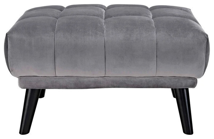 Stella Gray Performance Velvet Ottoman   Modern   Footstools And Ottomans   by Rustic Home Furniture Deco  Houzz