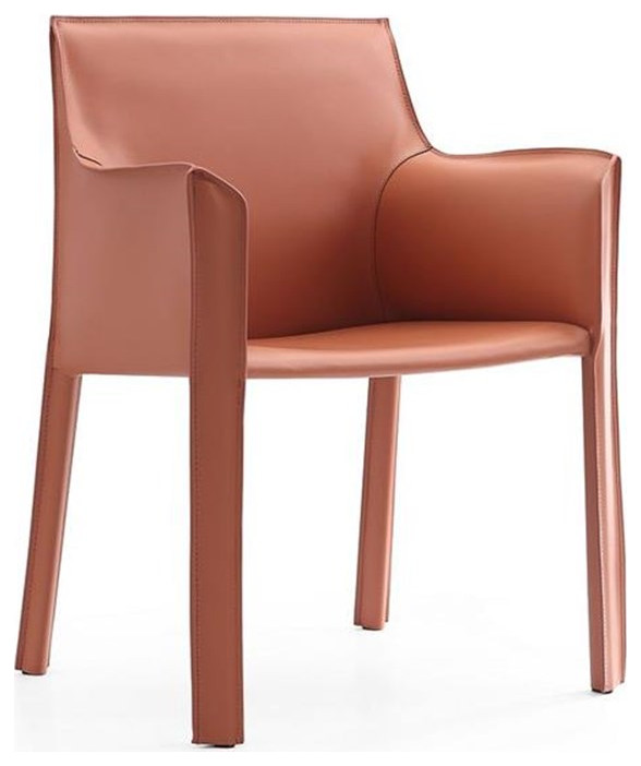 Manhattan Comfort Paris 17.32 quotLeather Dining Chair in Coral Orange (Set of 8)   Midcentury   Dining Chairs   by Homesquare  Houzz