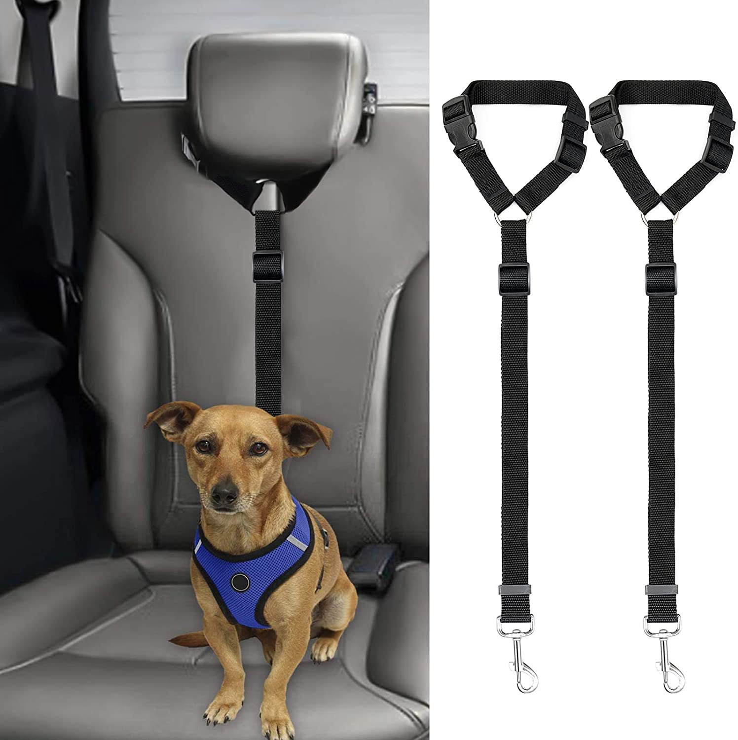 2 Packs Adjustable Pet Dog Cat Car Seat Belt Safety Leash Vehicle Seatbelt Harness