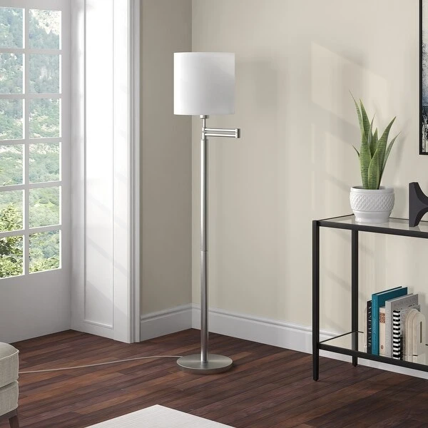 Moby Swing Arm Floor Lamp with Drum Shade