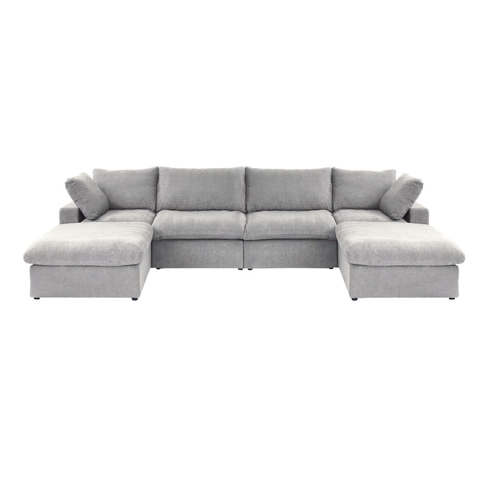 U Shape Couches for Living Room  6 Seats Modular Convertible Sectional Sofa Couch