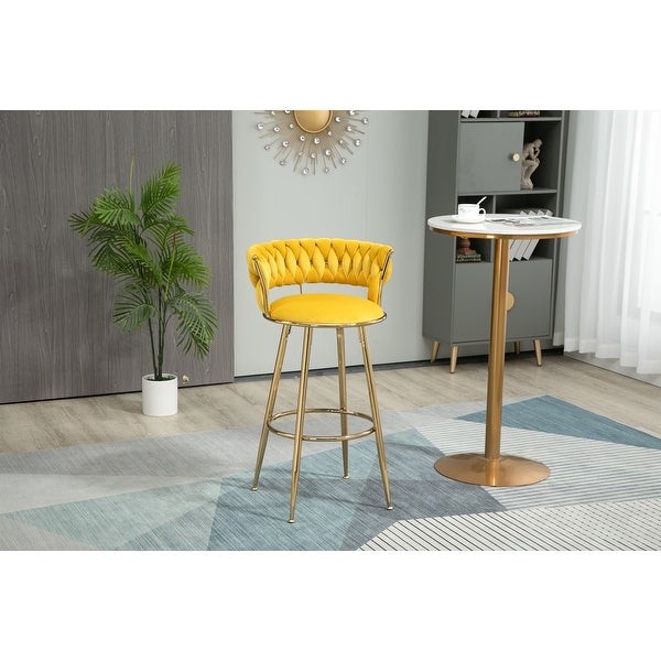 Low Back Bar Stool Light Luxury Bar Chair with Circular Footrest