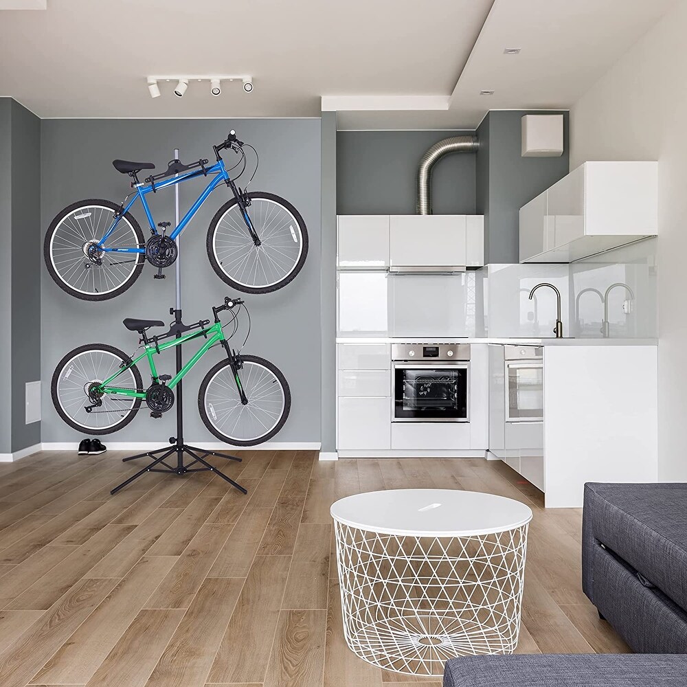 RaxGo Bike Storage Rack  Bicycle Stand for Garage  Adjustable Height  Freestanding  Foldable Design   1 bike