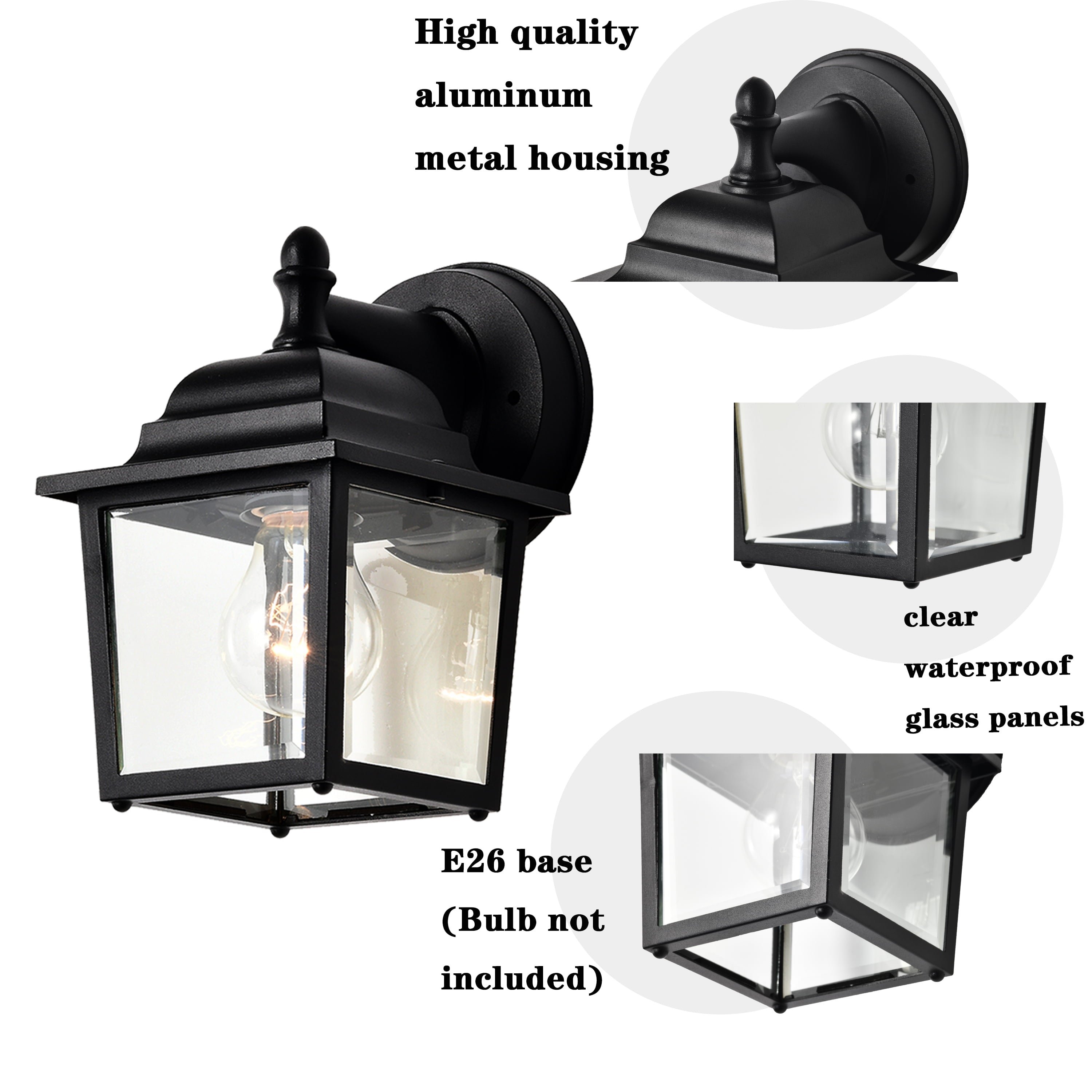 Ashop Outdoor Wall Sconce Black 2 Pack Outdoor Light Fixtures Wall Mount for Exterior Porch Patio