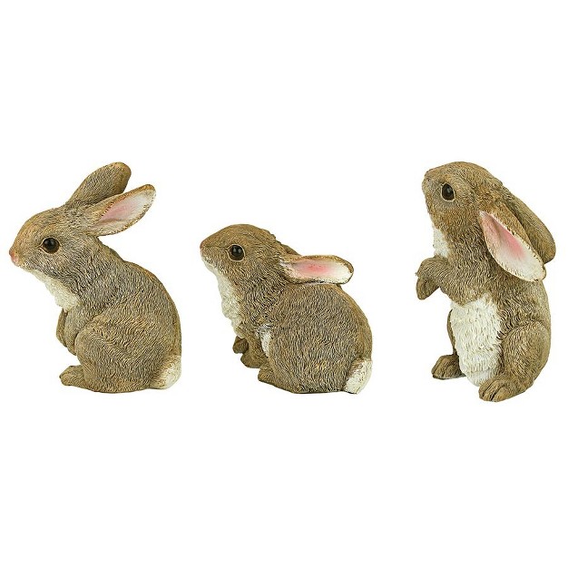 Design Toscano The Bunny Den Garden Rabbit Statues Set Of 3 Brown