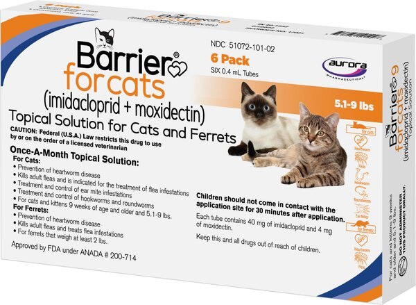 Barrier Topical Solution for Cats， 5.1-9 lbs