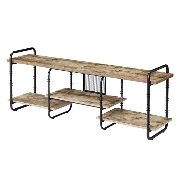 VECELO Industrial TV Stand for TV up to 71 inch，Entertainment Center TV Console Table