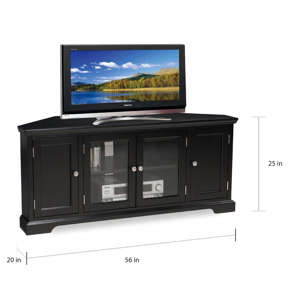 Slate Black Hardwood 60 inch Corner TV Console   n/a