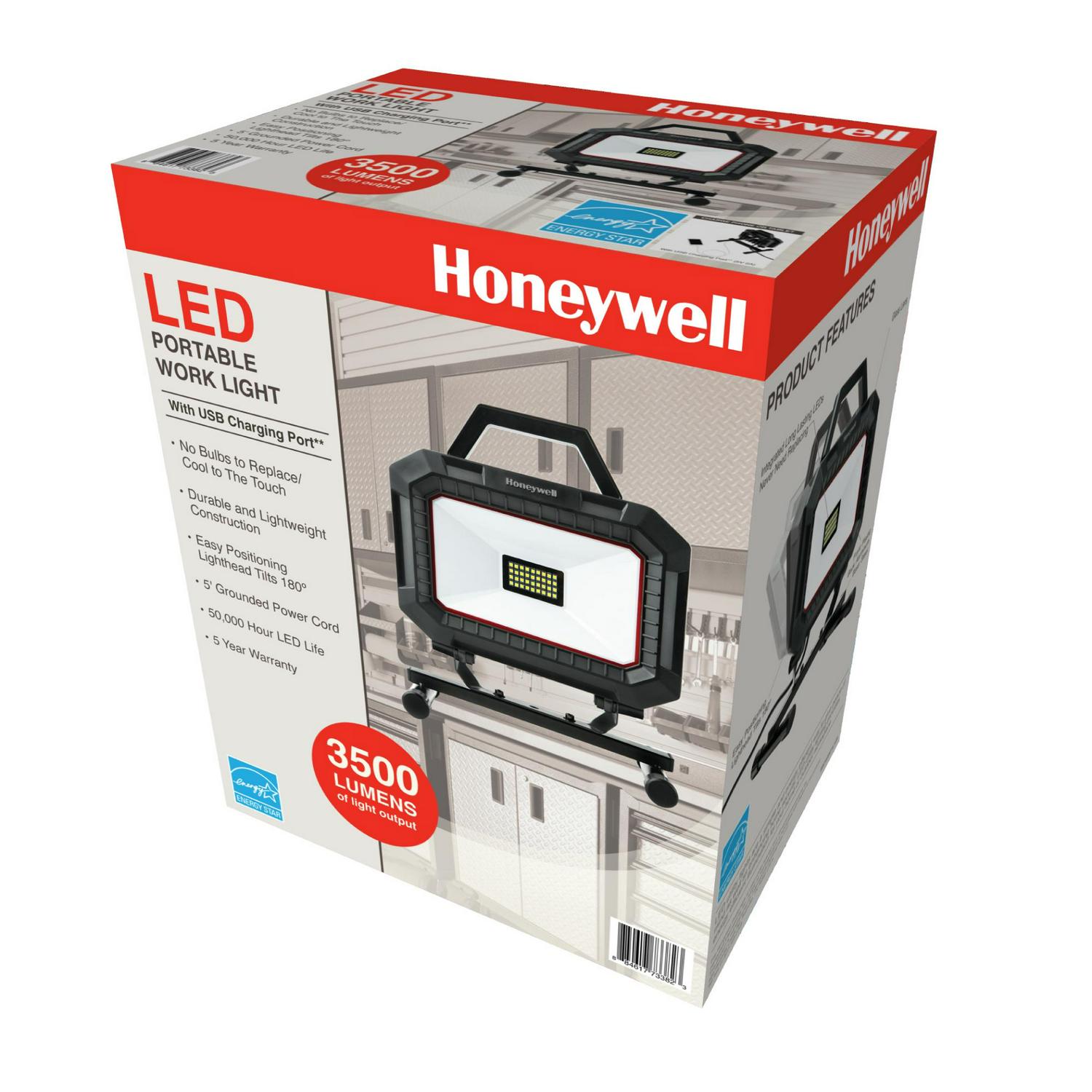 Honeywell Portable LED Work Light W/ USB Charging Port- 3500 LM