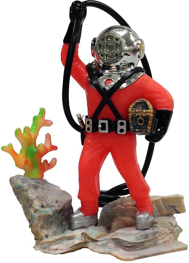 Penn-Plax Action Air Diver with Hose Aerating Aquarium Ornament， 4-in， Color Varies