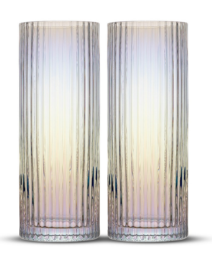 JoyJolt Christian Siriano Chroma Iridescent Highball Drinking Glasses