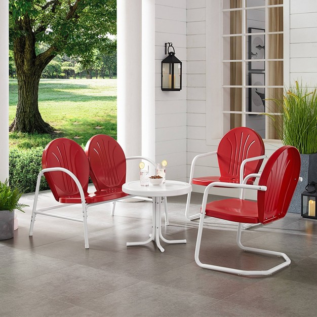 Griffith 4pc Outdoor Conversation Set Bright Red Crosley