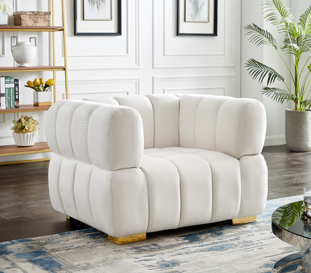 Gwen Velvet Upholstered Chair   Contemporary   Armchairs And Accent Chairs   by Meridian Furniture  Houzz