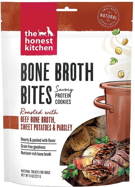 The Honest Kitchen Bone Broth Bites Roasted With Beef Bone Broth， Carrots， and Parsley Dog Treats