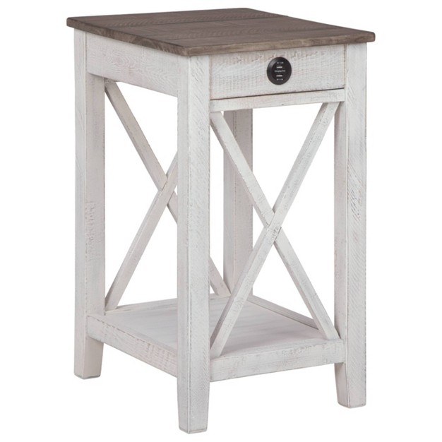 Adalane Side Table White gray Signature Design By Ashley