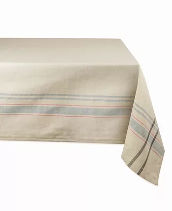 Design Imports Chambray French Stripe Tablecloth 60 x 84