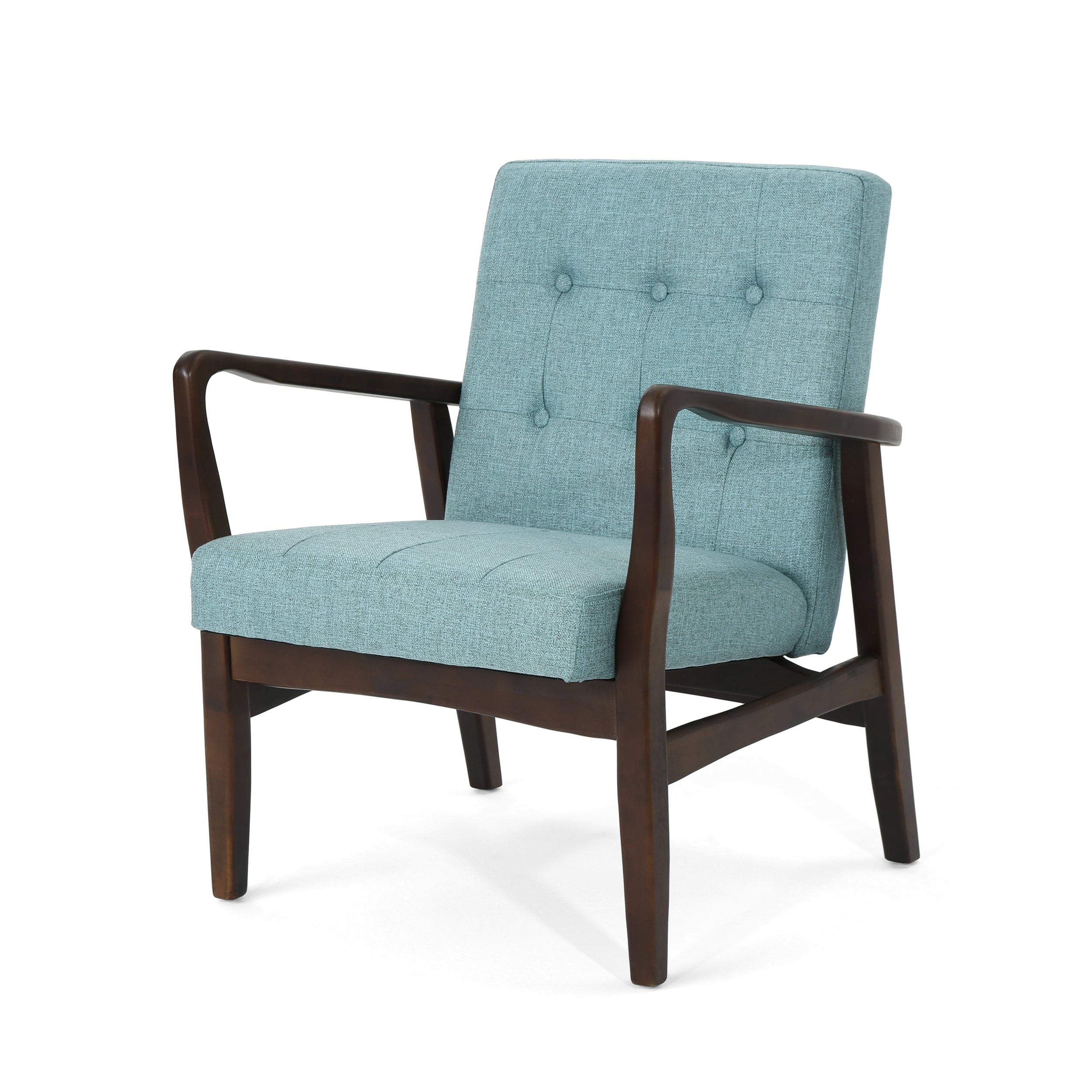 Callisto Fabric Mid-Century Birch Club Chair