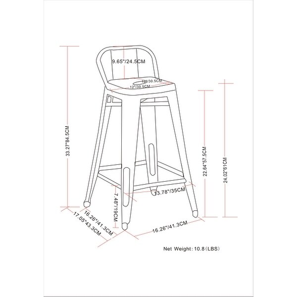 WYNDENHALL Josephine Industrial Metal 24 inch Counter Height Stool (Set of 2) - 16.3 