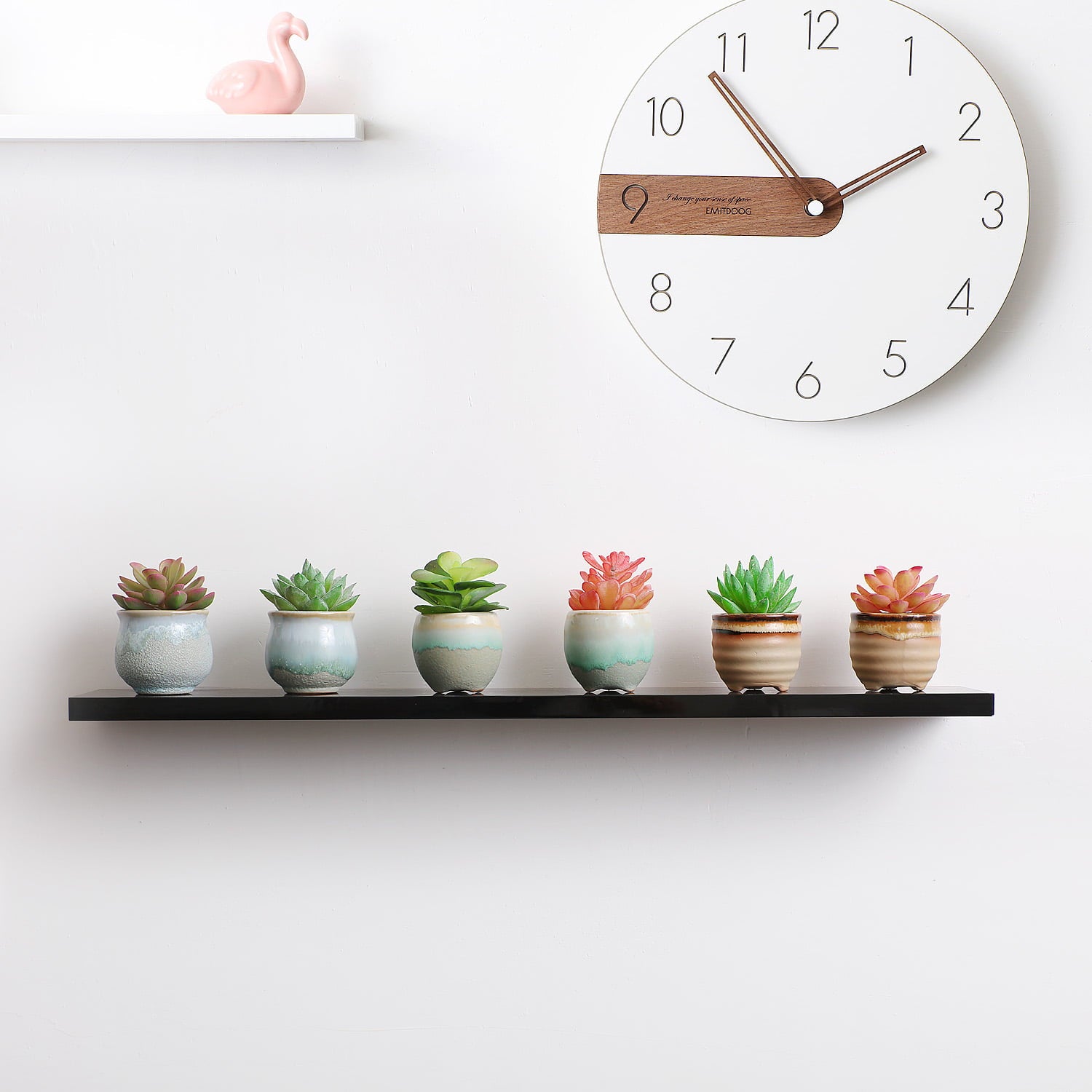 T4U Small Ceramic Succulent Pots Cactus Planter Pots with Multi-Color for Home and Office Decor, Set of 6