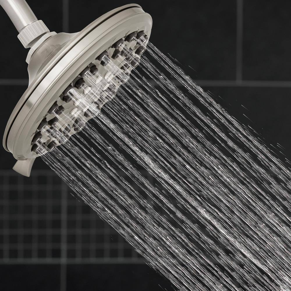 Waterpik 6-Spray Patterns 7 in. Drencher Wall Mount Adjustable Fixed Shower Head in Brushed Nickel XED-639E