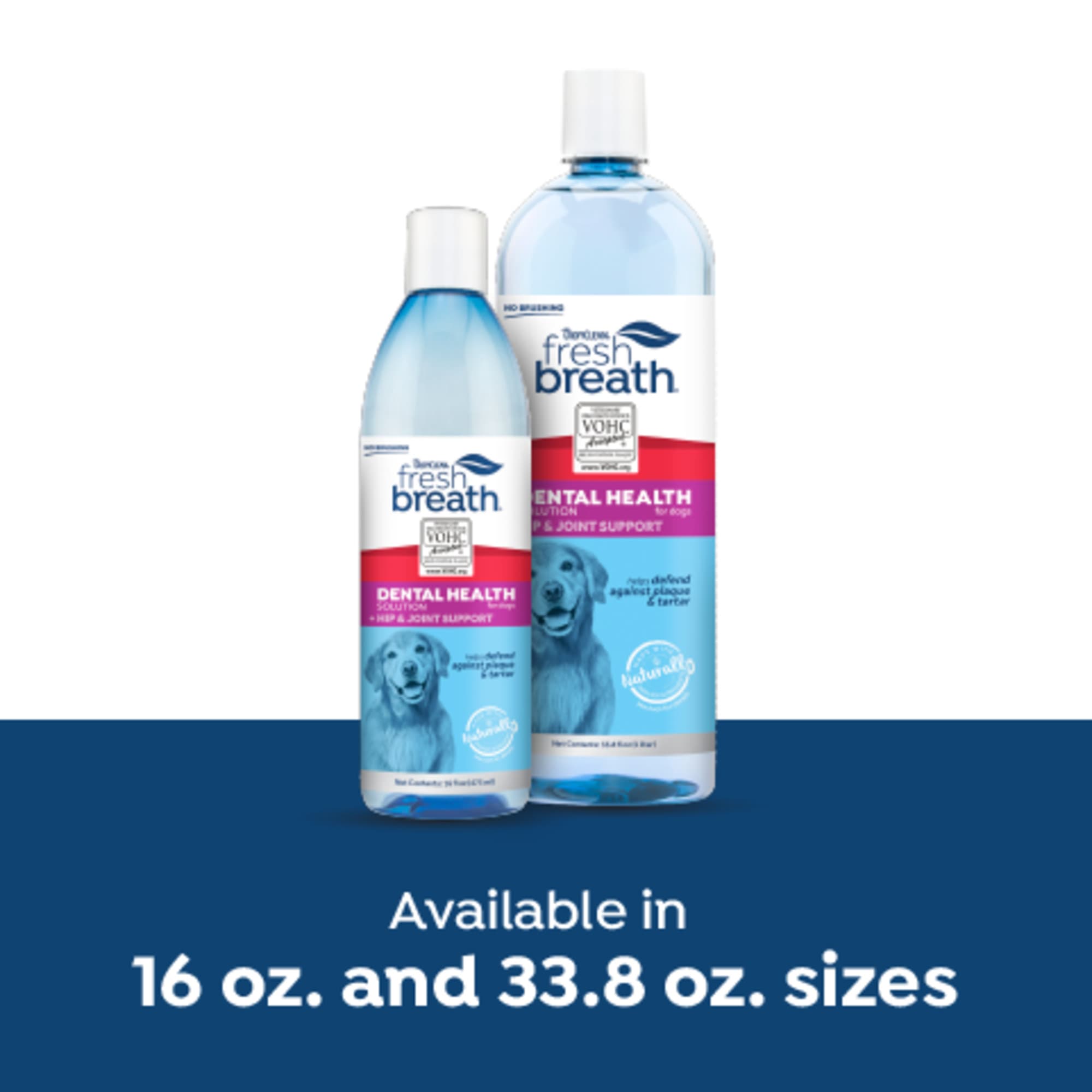 TropiClean Fresh Breath Hip  Joint Dental Health Solution for Dogs， 33.8 fl. oz.