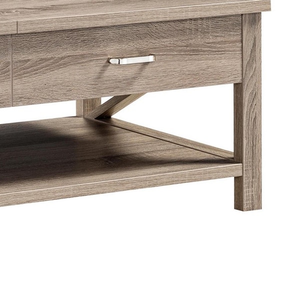 47 Inch Modern Coffee Table， Half Lift Top， Hidden Storage， Taupe Finish