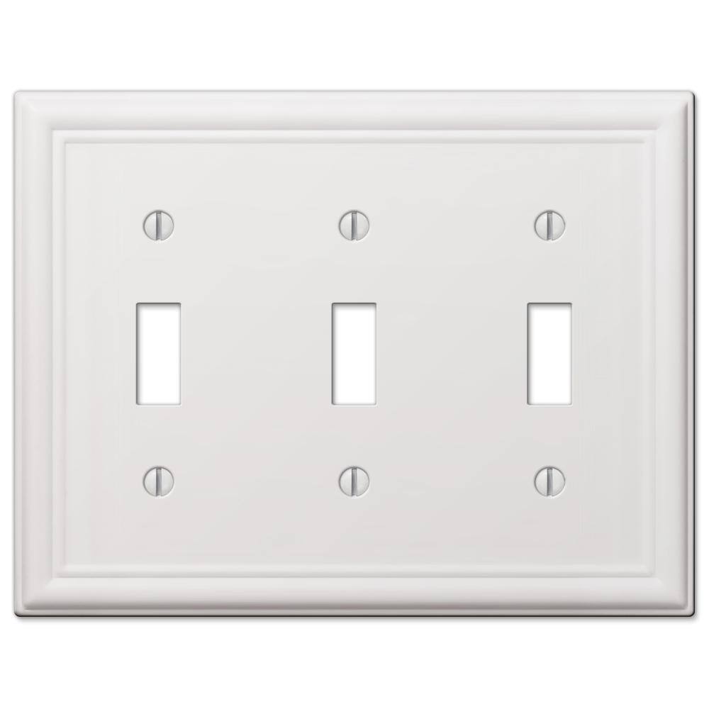 AMERELLE Ascher 3 Gang Toggle Steel Wall Plate - White 149TTTW