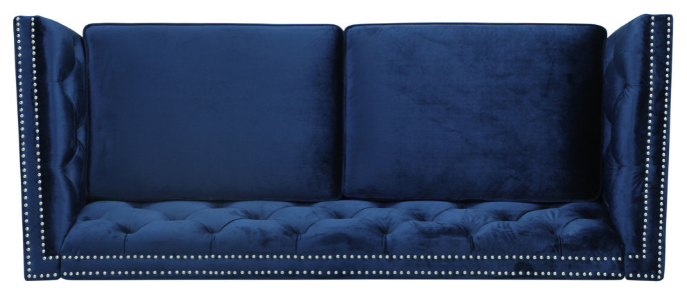 Madera Contemporary Tufted Velvet 3 Seater Sofa   Transitional   Sofas   by GDFStudio  Houzz