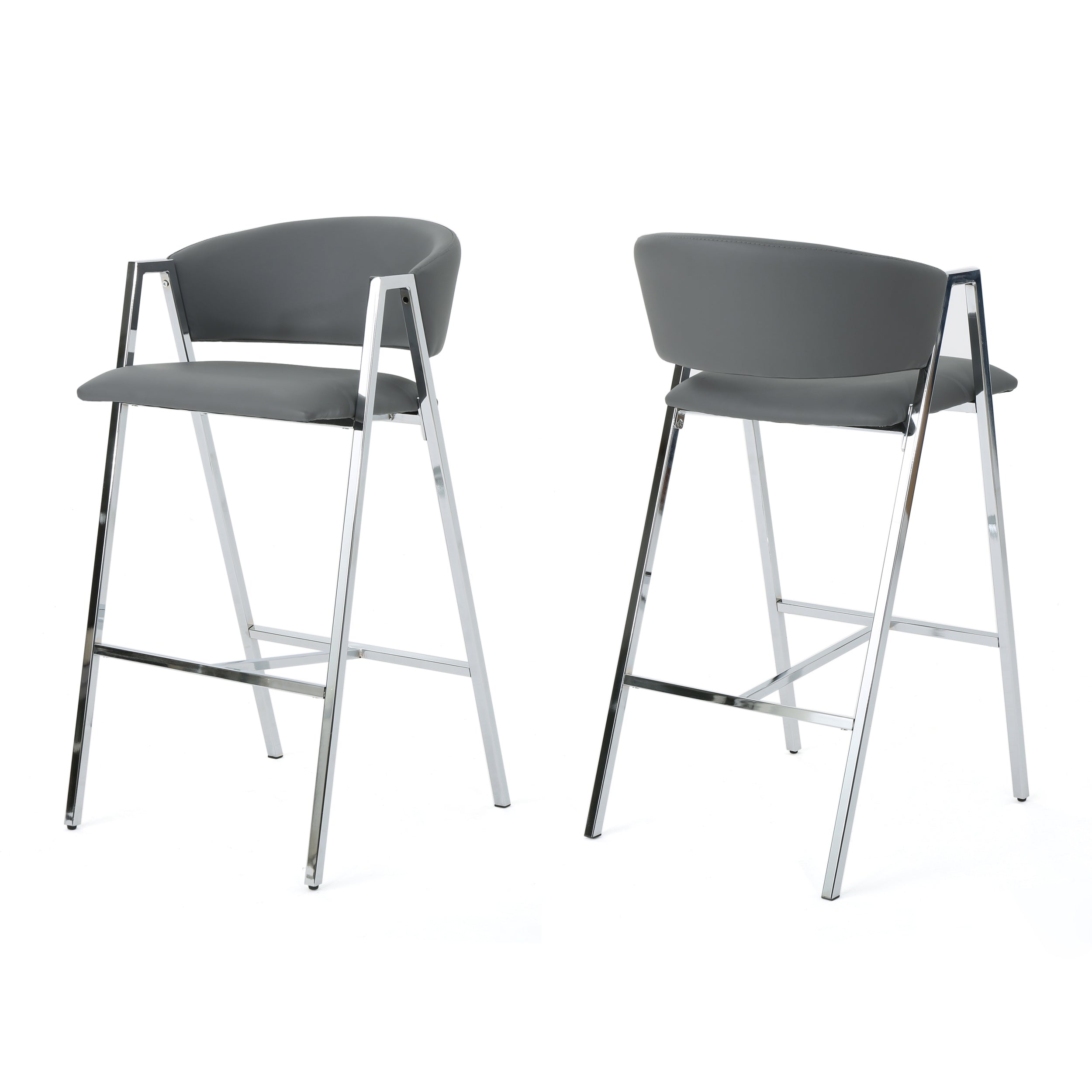 Emily Modern Leather 28.25 Inch Barstool (Set of 2)