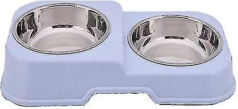 Double Dog Bowl， Non-slip， Stainless Steel Non-slip Food Bowl Set Multipurpose Feeding Bowl