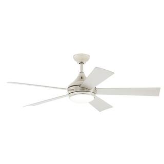 Home Decorators Collection Hanlon 52 in. Integrated LED IndoorOutdoor Stainless Steel Ceiling Fan with Light Kit and Wall Control YG533-SST-BN