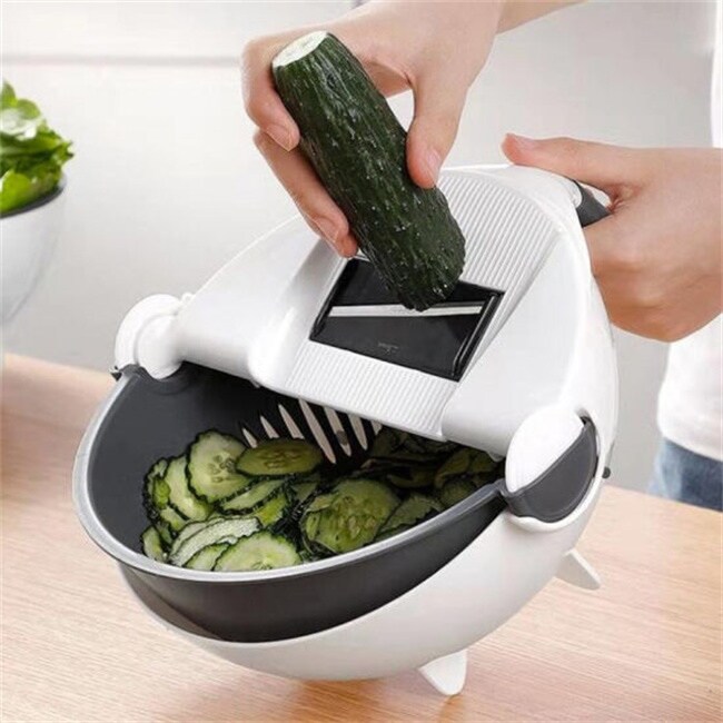 Vegetable Cutter with Drain Basket Portable Kitchen Tool   normal