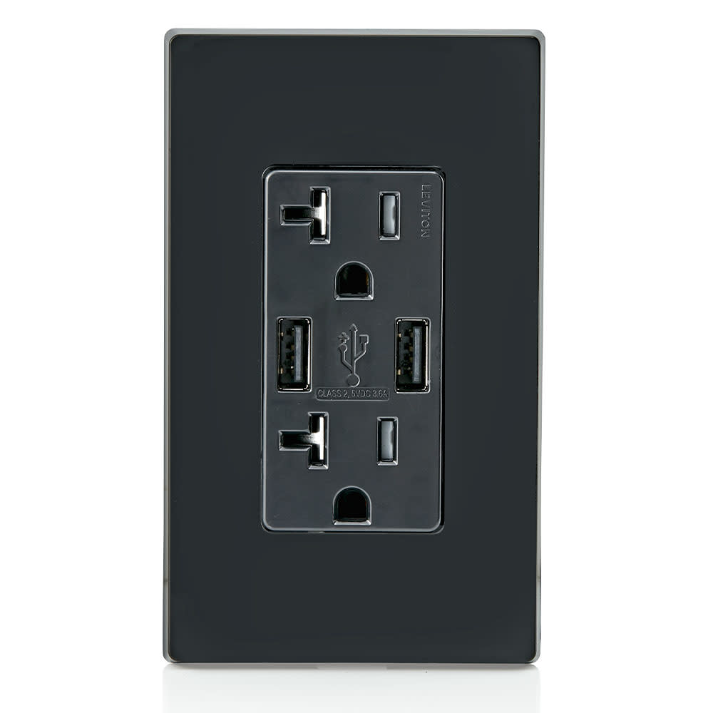 Leviton 20A 125V Black Combination Duplex Receptacle/Outlet