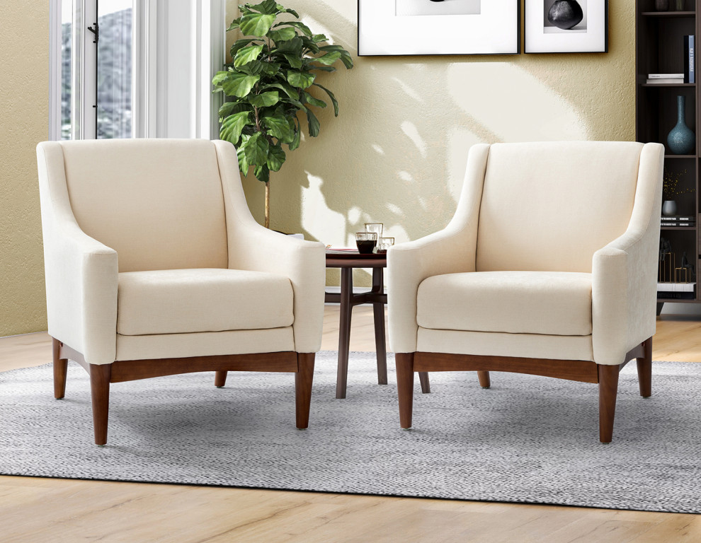 34.2 quotComfy Living Room Armchair With Sloped Arms  Set of 2   Midcentury   Armchairs And Accent Chairs   by Karat Home  Houzz