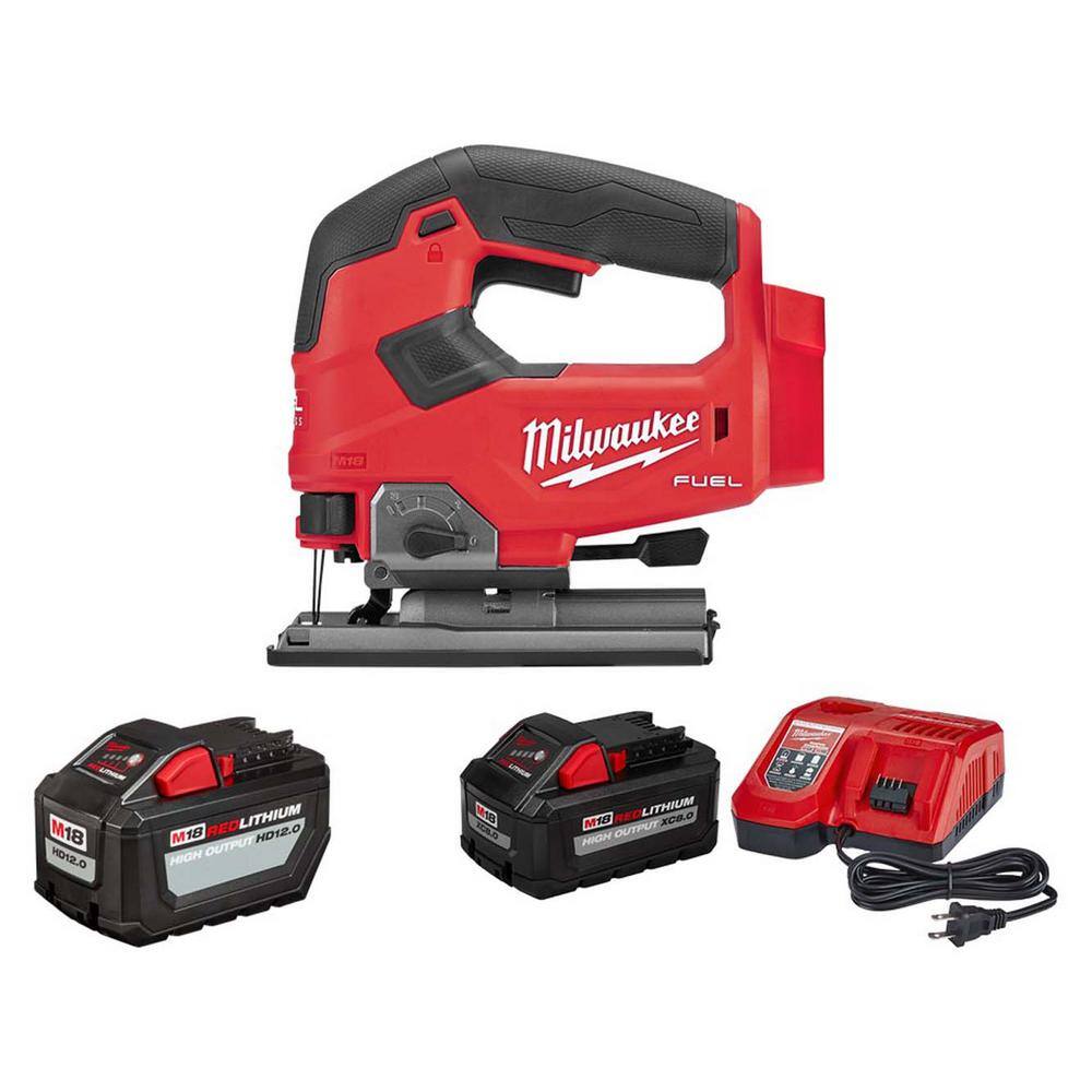 MW M18 FUEL 18V Lithium-Ion Brushless Cordless Jig Saw 12.0Ah. Battery and 8.0ah Starter Kit 2737-20-48-11-1812-48-59-1880