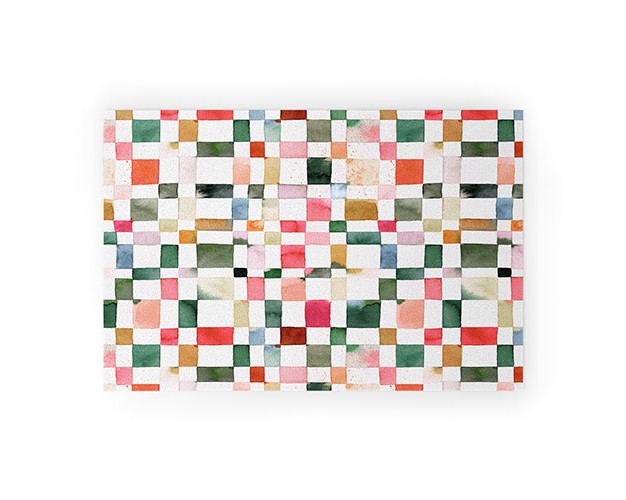 Ninola Design Watercolor Checker Yuletide Welcome Mat Society6