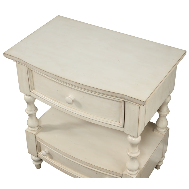 Comfort Pointe Shelton 2-Drawer Wood Nightstand in Antique White