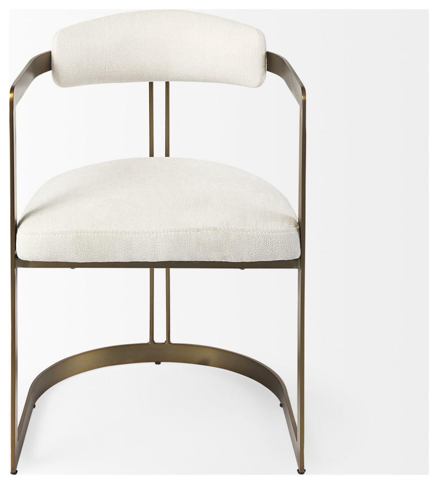 Curvy Gold and White Upholstered Dining Armchair   Contemporary   Dining Chairs   by UStradeENT LLC  Houzz