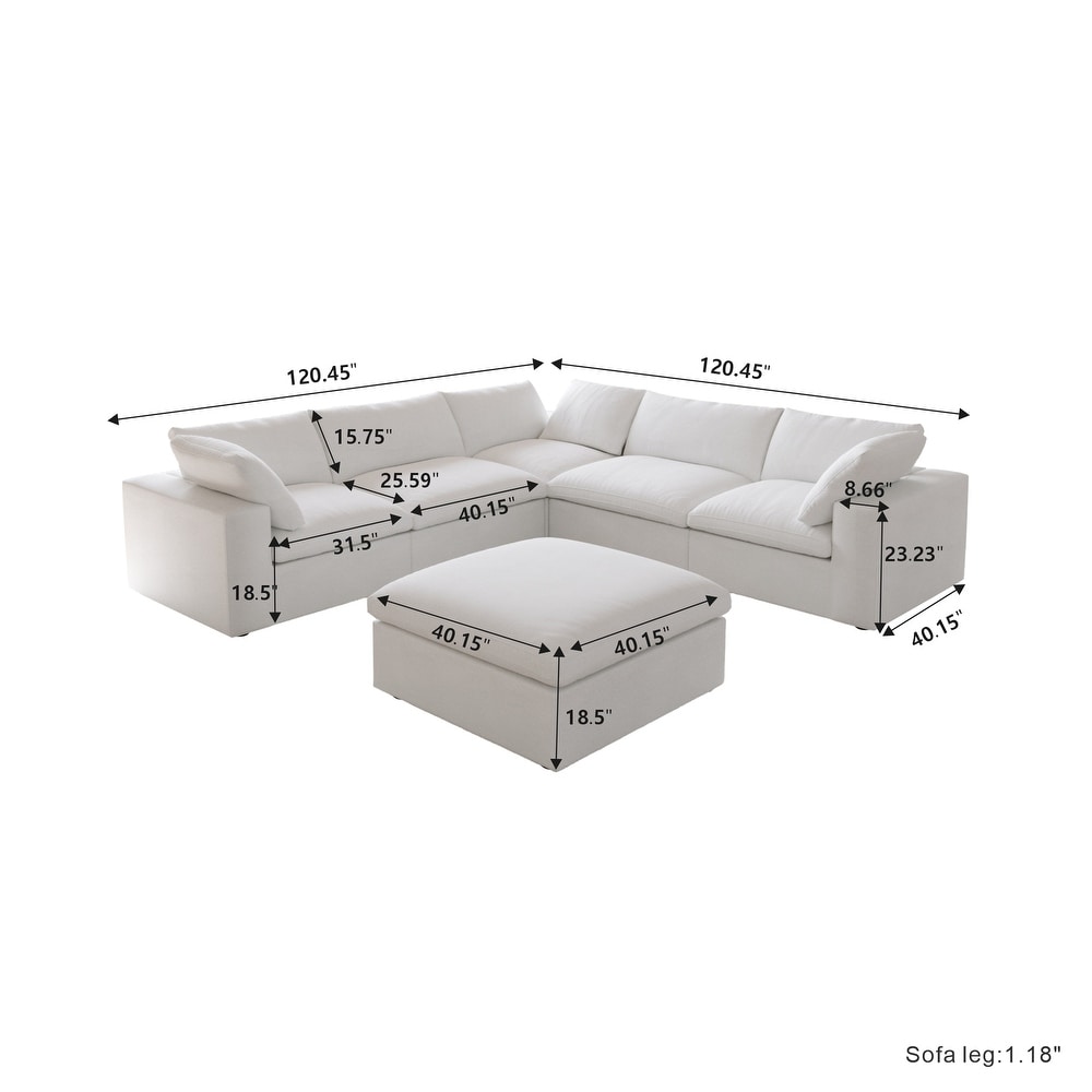 Down Filled Corner Sectional Couch for Living Room Set