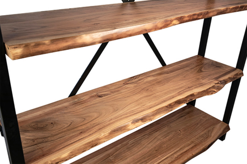 Live Edge Wood  ampIron Shelf   Industrial   Bookcases   by Design Mix Furniture  Houzz