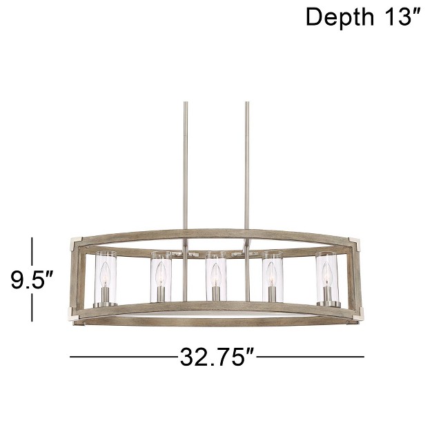 Wide Modern Clear Glass Shade 5 light Fixture For Dining Room Kitchen