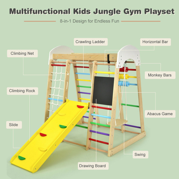 Costway 13920864 Indoor Playground Climbing Gym Wo...