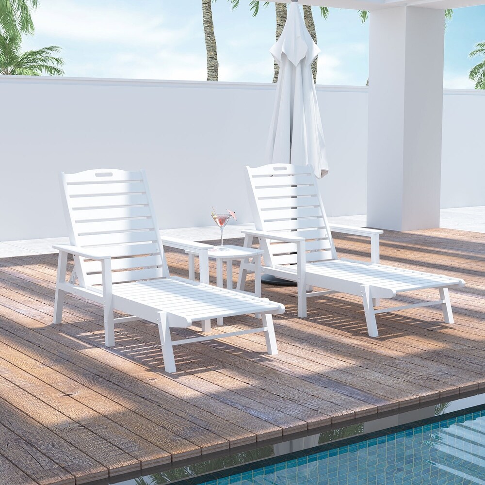 Weather Resistant Nautical Outdoor Chaise Lounge with Arms  Stackable