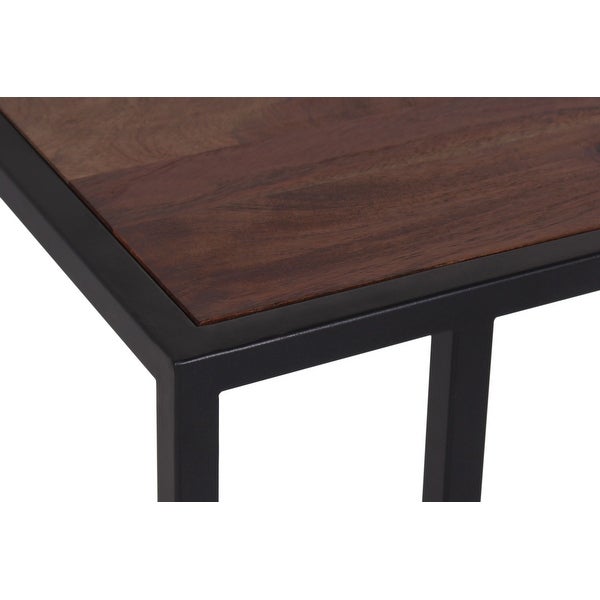 Edwin Contemporary Accent C Table in Iron and Acacia