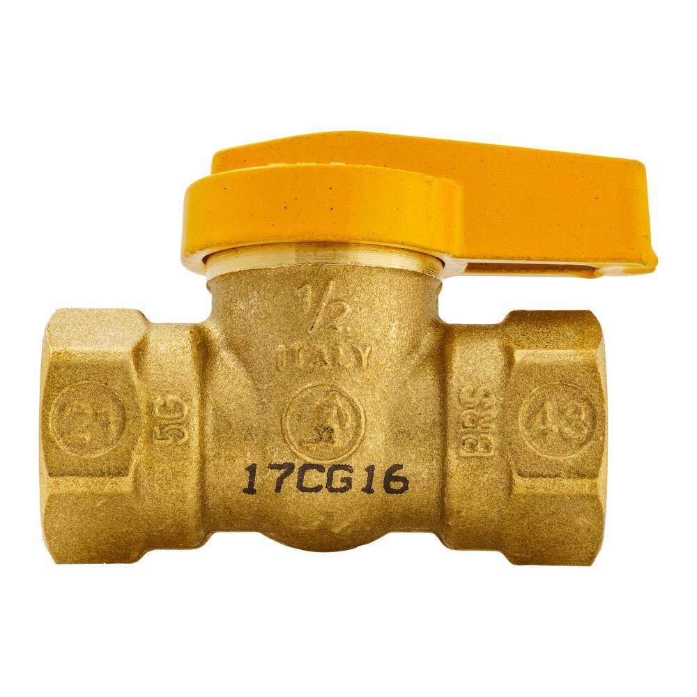 Everbilt 12 in. Brass Lever-Handle FPT 1-Piece Body Gas Ball Valve 110-523EB