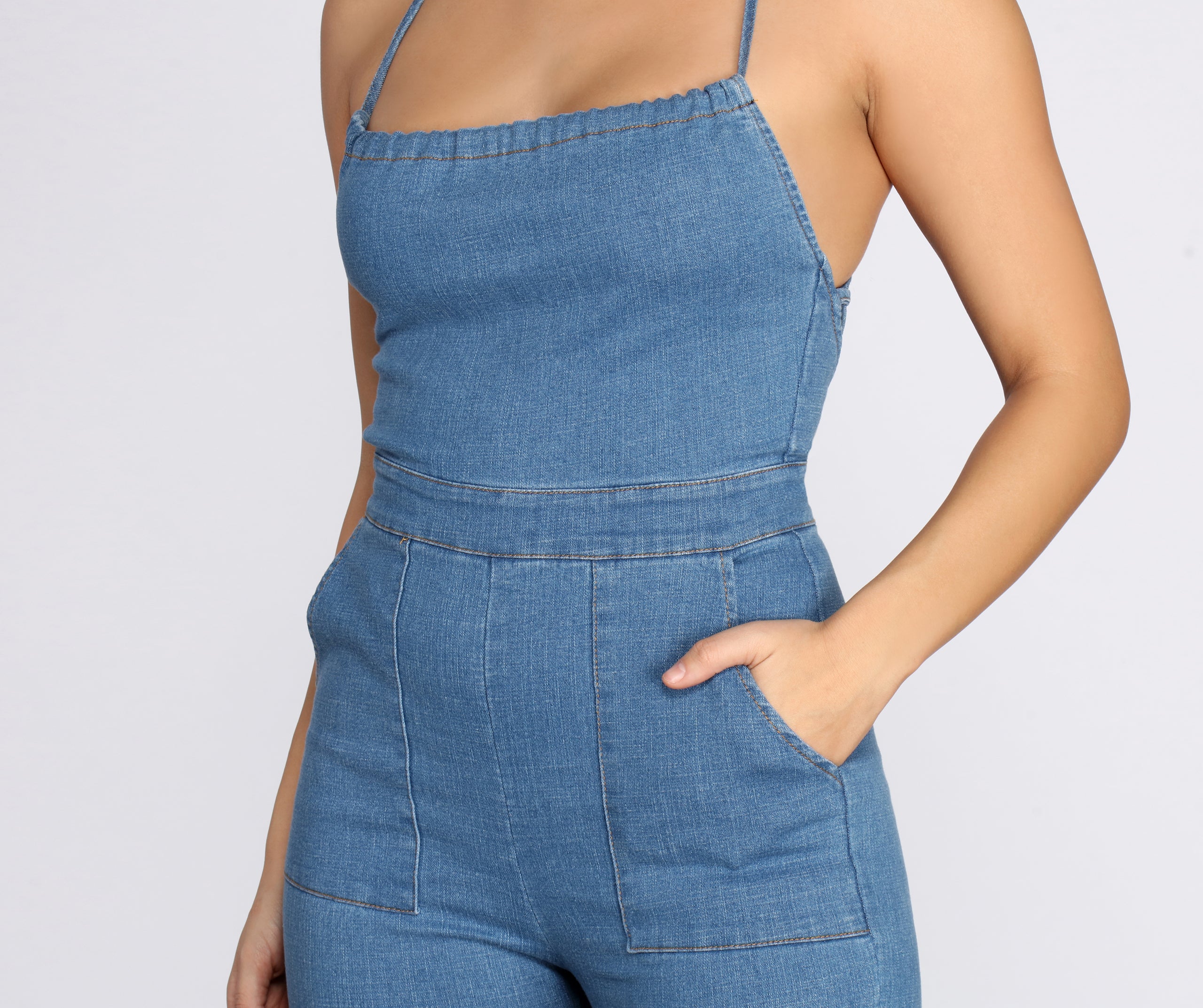 Jumping To Conclusions Denim Jumpsuit