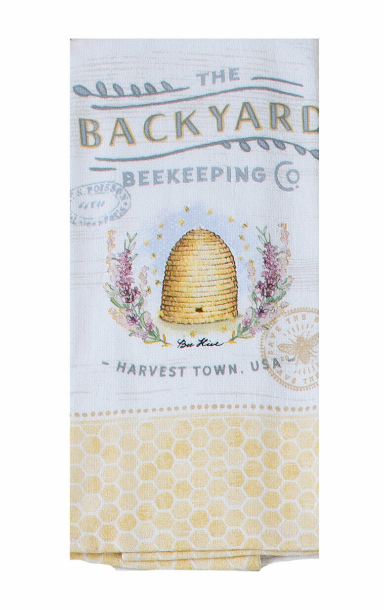 Set of 2 BACKYARD BEEKEEPING Bee Hive Terry Kitchen Towels by Kay Dee Designs