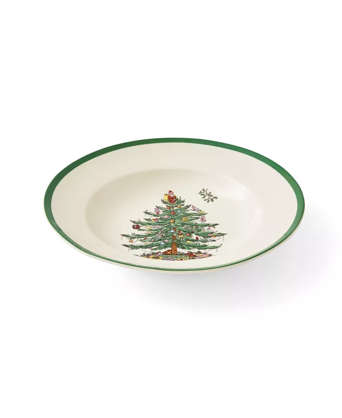 Spode Christmas Tree Dinnerware Rim Soup Bowl Set of 4