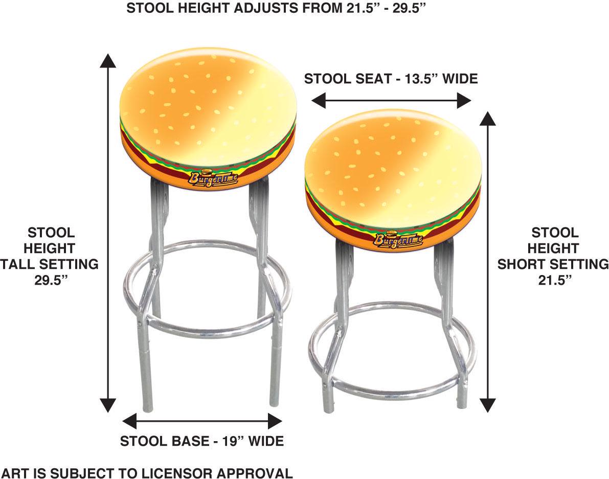 Burger Time 21.5 to 29.5 Adjustable Arcade Stool， Arcade1Up