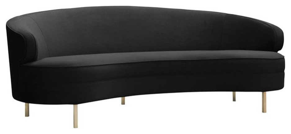 TOV Furniture Baila 32.9 quotH Transitional Velvet and Pine Wood Sofa in Black/Gold   Contemporary   Sofas   by Kolibri Decor  Houzz